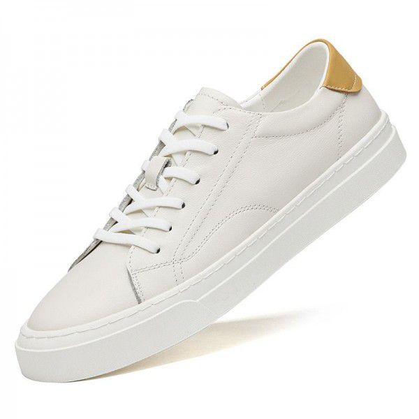 Spring New Board Shoes Men's Fashion Breathable Student Small White Toe Layer Cowhide Men's Small Leather Shoes 