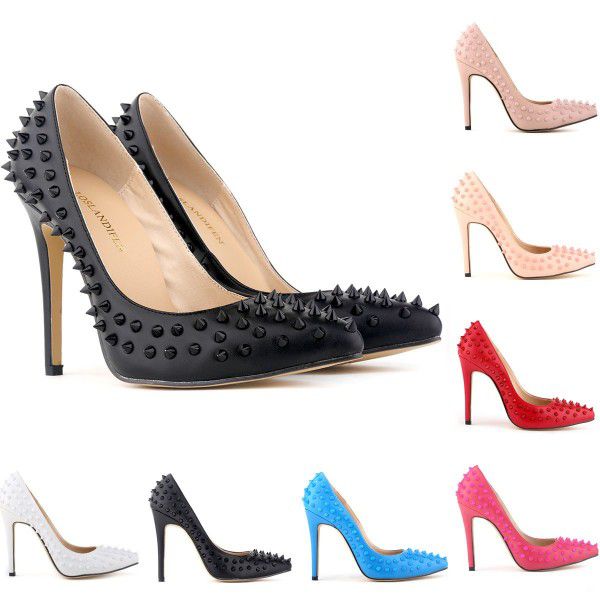 Lorantine pointed matte rivet thin high heels nightclub women's shoes wedding banquet ball shoes 