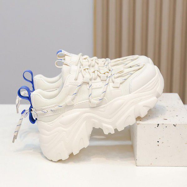 Spring New Product Thick Sole Heightened Dad's Shoes Women's Casual Shoes Show Feet Small Sports Shoes Women's Classic Little White Shoes 
