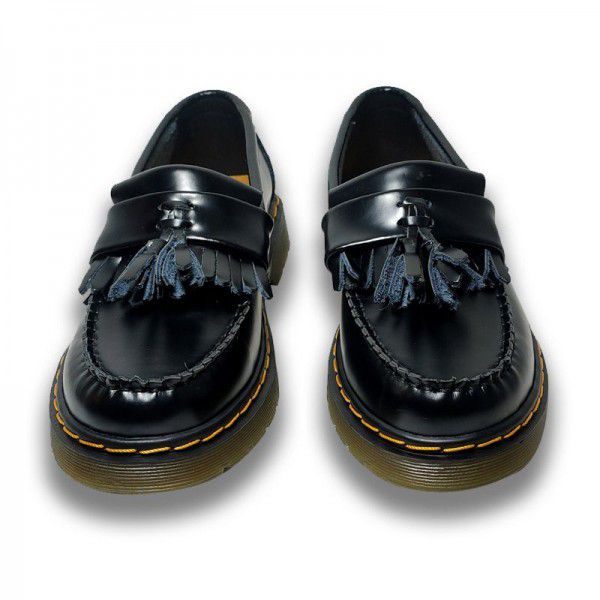 Martin shoes cowhide women's single shoes casual sewing Slip-on shoe tassel shoes lovers shoes 