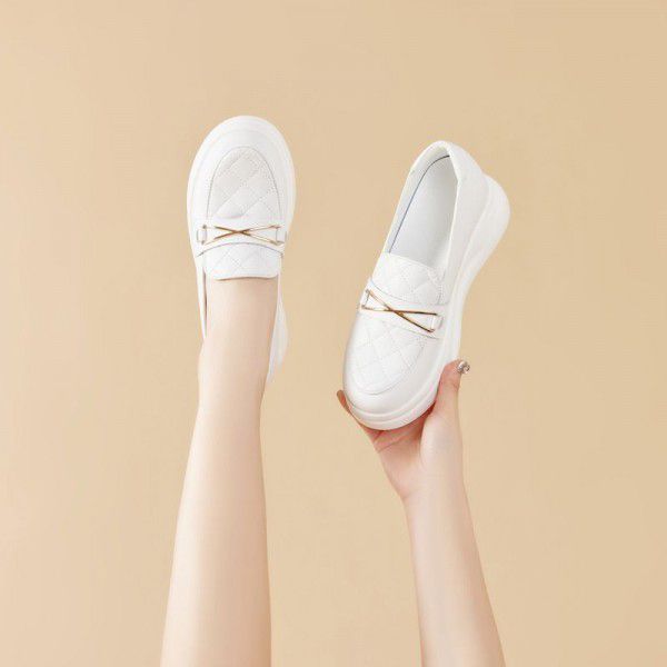 Spring new leather small shoes for women British flat sole single shoes casual women's shoes Slip-on shoe 