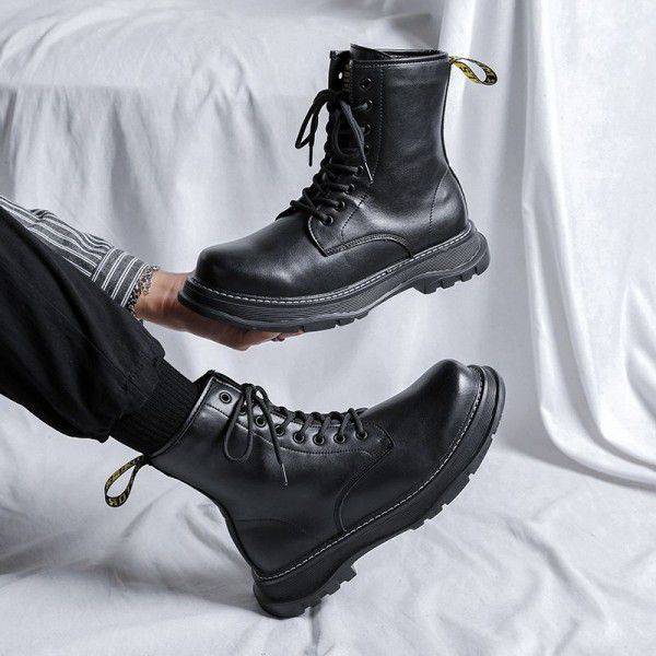 Martin Boots Men's Autumn High Top British Motorcycle Leather Boots Mid Top Retro Men's Work Boots 