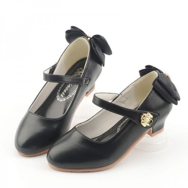 Spring New Girls' Shoes Small High Heel Leather Shoes Big Children's Princess Shoes Korean Edition Children's Shallow Mouth Mesh Red Single Shoes 