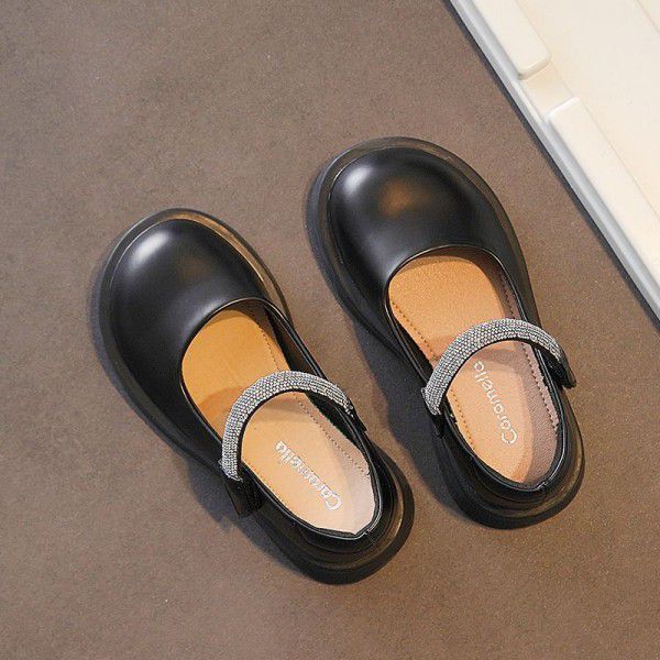 Girls' leather shoes, summer new children's shoes, black British style single shoes, soft soles, mid size children's princess shoes, spring and autumn 