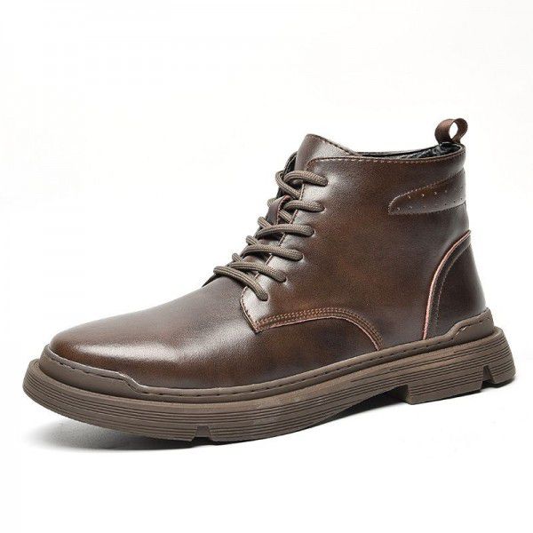 Men's Martin Boots Autumn and Winter New Breathable Medium Work Suit Military Boots British Fashion High Top Shoes and Boots Trend 
