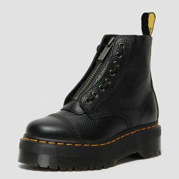Martin Boots Women's Boot Front Zipper Thick Sole Leather Boot Top Layer Cowhide Litchi Pattern European Beauty Short Boot 