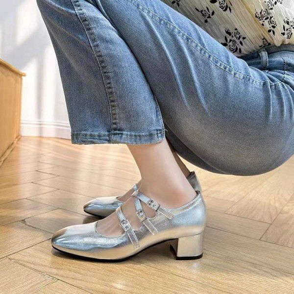 Thick high heels Mary Jane women's new French style single shoes 
