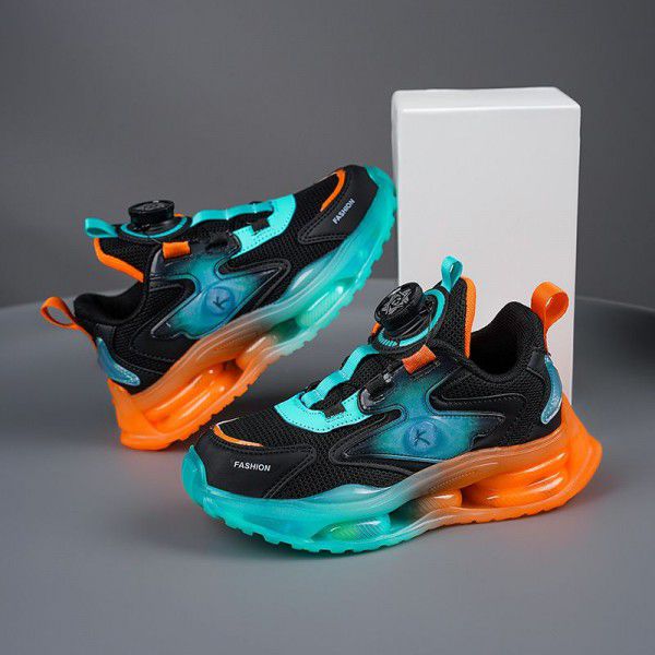 Boys' shoes New summer breathable mesh surface Summer casual sports shoes Children's rotating button running shoes 