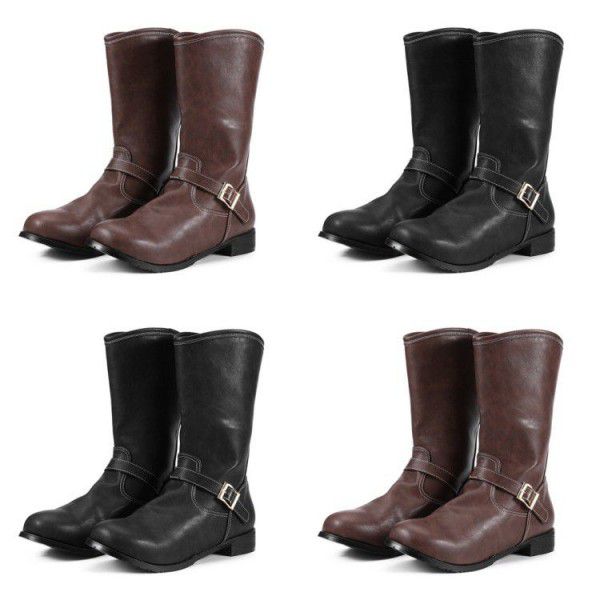 Horse boots, fashionable mid length boots, new leather boots, men's military boots, cowboy outdoor boots 