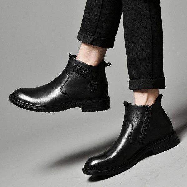 Martin Boots Men's Fashion British Style Chelsea Men's Boots Mid Top Autumn Breathable Low Top Casual Leather Shoes 