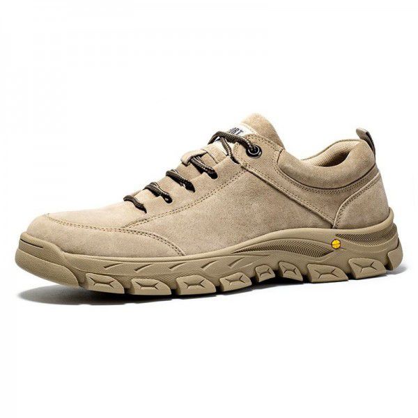 Men's sports and leisure shoes, spring versatile lace up frosted leather board shoes, expedition outdoor hiking shoes 