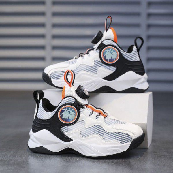 Boys' shoes Magic buckle basketball shoes Sports shoes Big boys' soft sole shoes 