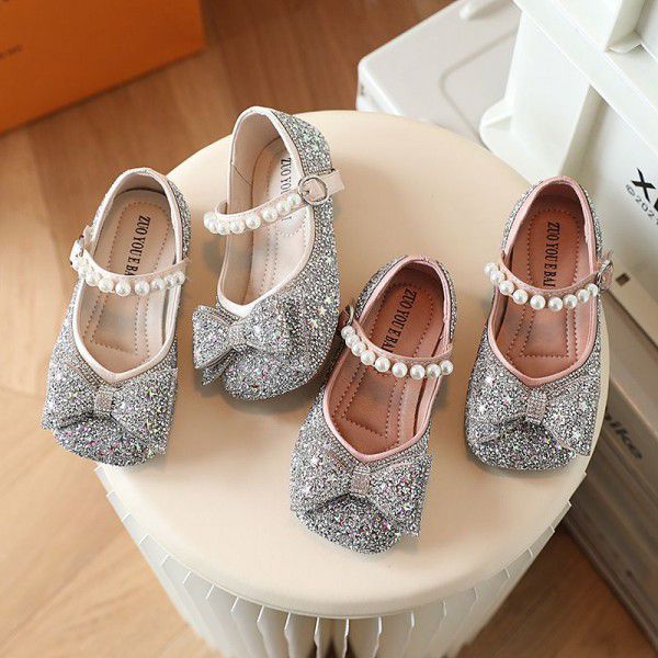 Girls' Princess Shoes Spring New Fashion Bow Rhine...