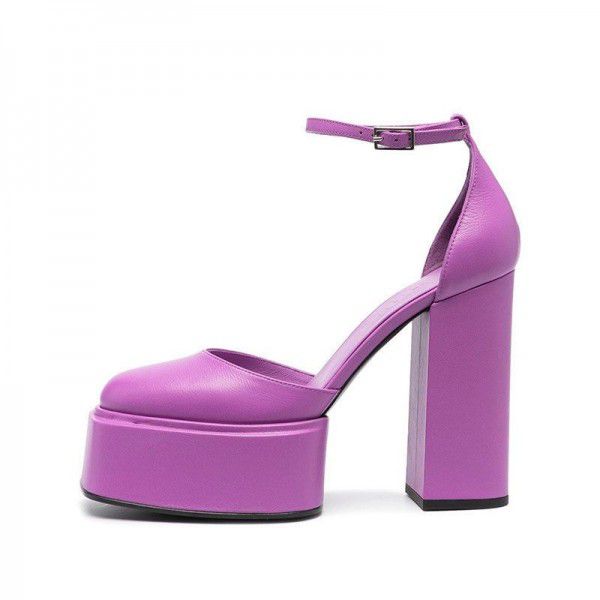 New High Heels Women's Thick Heels Waterproof Plat...