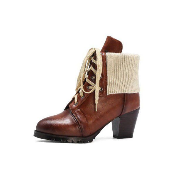 New Short Boots Women's Fashion Retro Wool Tube La...