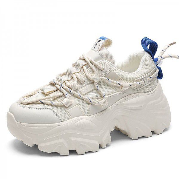 Spring New Product Thick Sole Heightened Dad's Shoes Women's Casual Shoes Show Feet Small Sports Shoes Women's Classic Little White Shoes 