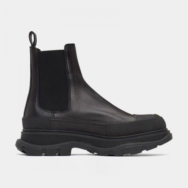New plush leather McQueen Chelsea boots Fashion Versatile muffin thick soled short boots 