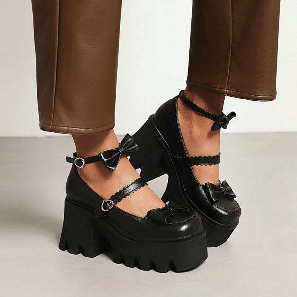 Thick soles, thick heels, college leather shoes, Japanese uniform shoes, female 