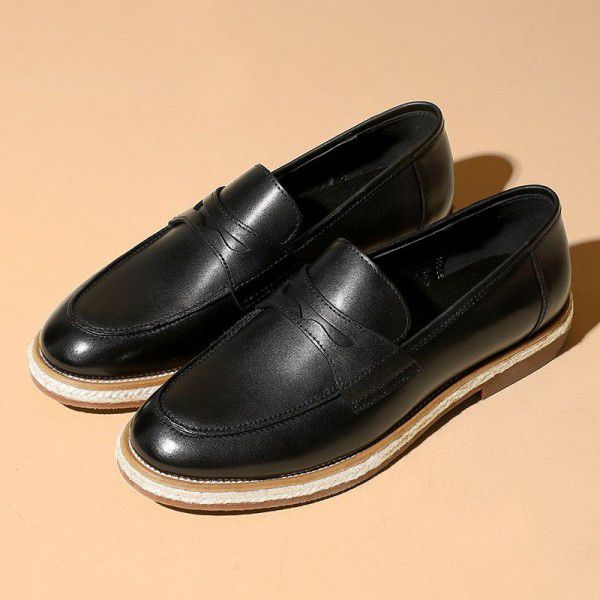 Spring and summer new leather soft sole cowhide versatile commuting Slip-on shoe fashionable women's shoes single shoes leather shoes 