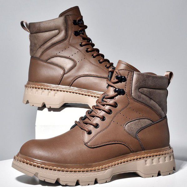 Thick soled Martin boots, men's leather boots, win...