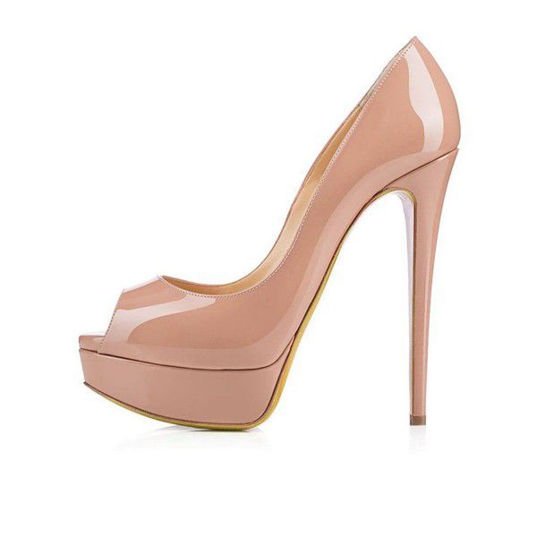 High heeled waterproof platform fish mouth patent ...