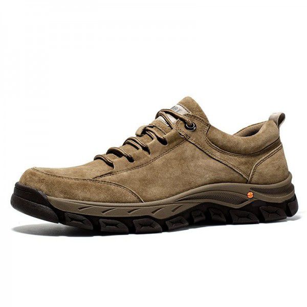 Men's sports and leisure shoes, spring versatile lace up frosted leather board shoes, expedition outdoor hiking shoes 