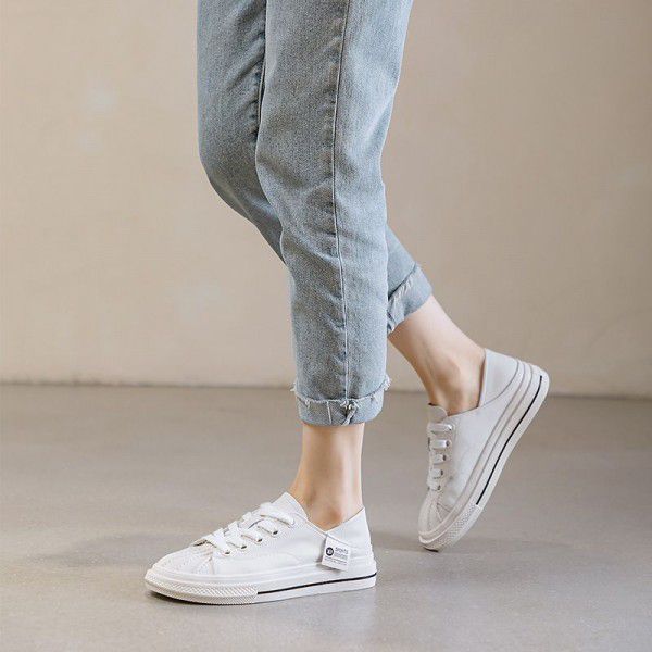 Spring and Summer New Shallow Mouth Flat Bottom Comfortable Casual Shoes Genuine Leather Lace up Board Shoes 