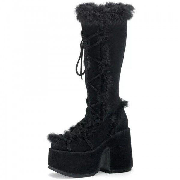 Winter New Women's Boots Thick Sole High Heel Waterproof Platform Long Boots Fur Boots Women's Boots 