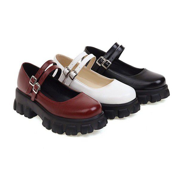 Spring thick sole single shoe women's muffin shoes...