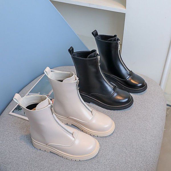 Girls' Boots Spring and Autumn New Mid Sleeve Martin Boots Children's Plush Short Boots Princess 