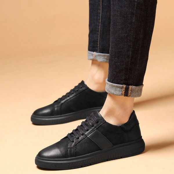 Autumn New Vintage Men's Shoes Casual Leather Shoes Men's Korean Lace up Fashion Trend Board Shoes Men's 