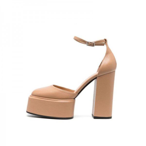 New High Heels Women's Thick Heels Waterproof Platform Super High Heels Waterproof Platform Single Shoes Women's Hollow Sandals Women 