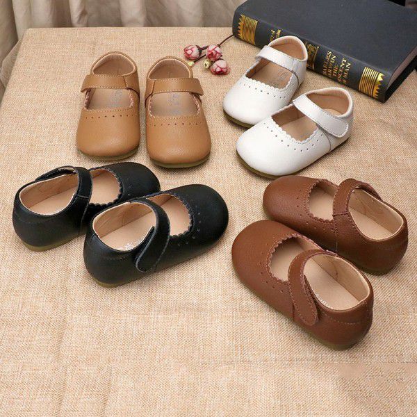 Girls' leather shoes retro style spring and autumn...