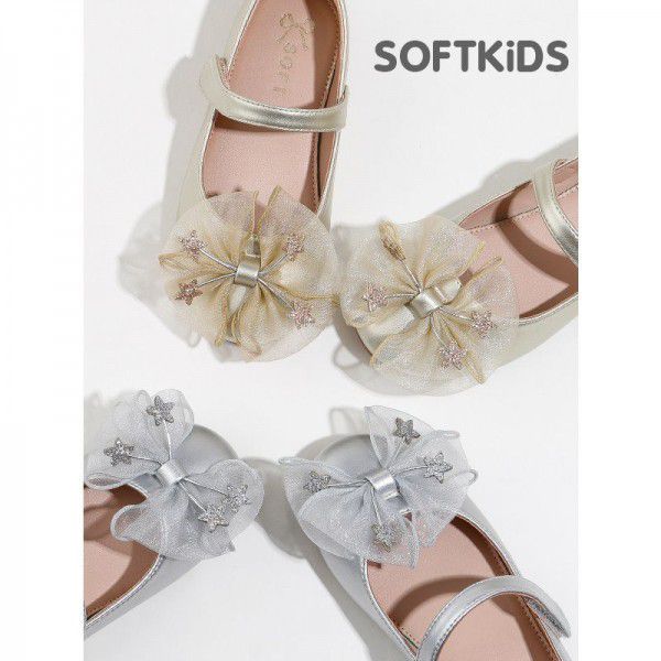Girls' Bowknot Spring New Single Shoe Soft Sole Mi...