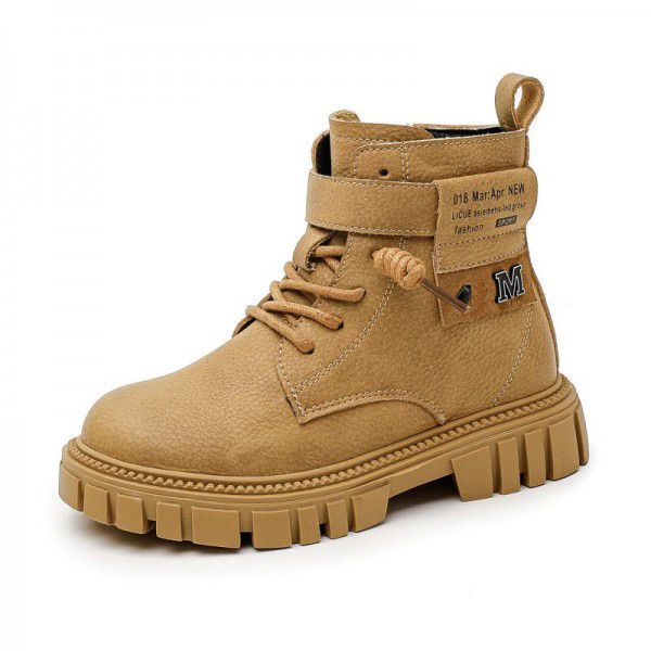Boys' Martin Boots Fashion Casual Children's Single Boots Autumn and Winter New British Style Big Boys' and Little Boys' Cotton Boots 
