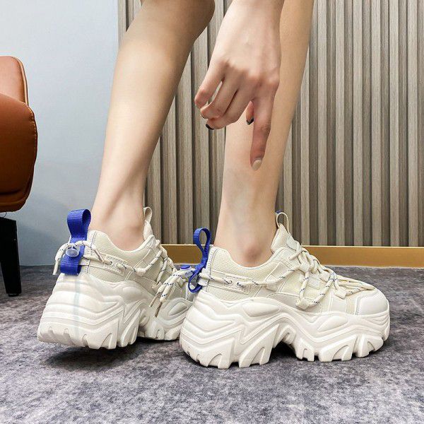 Spring New Product Thick Sole Heightened Dad's Shoes Women's Casual Shoes Show Feet Small Sports Shoes Women's Classic Little White Shoes 