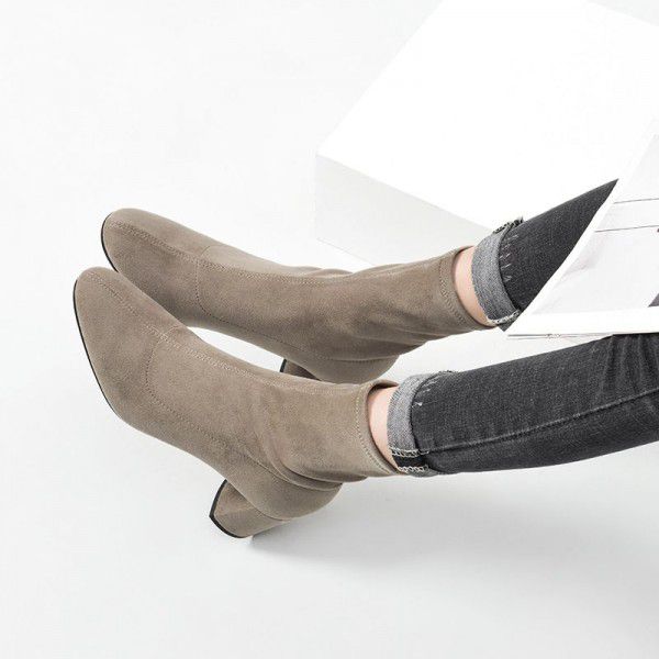 Short Boots New Short Boots Women's Autumn Winter Thick Heel Thick Sole Thin Short Medium Chelsea Boots 