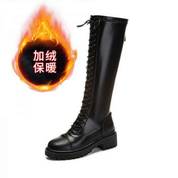 Genuine leather boots for women in winter, new style plush thick soled boots, casual thick heels, thin boots, versatile boots for children 