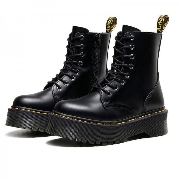 Genuine leather thick soled Martin boots for women, European and American classic 8-hole side zipper for women, short boots 