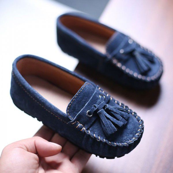 Autumn New Genuine Leather Mid size Boys' Shoes British Tassel Fashion Shoes Girls' Princess Shoes 