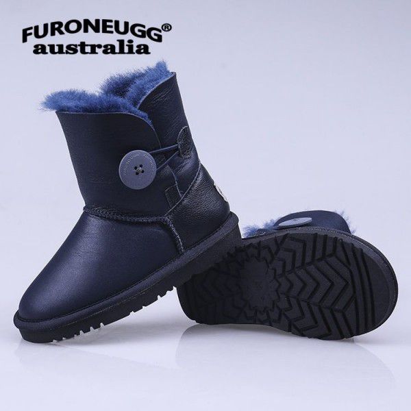 Autumn and Winter Parent-child Warm Children's Snow Boots Anti slip Cow Rib Sole Mid Sleeve Girls' Leather Boots Cotton Boots 