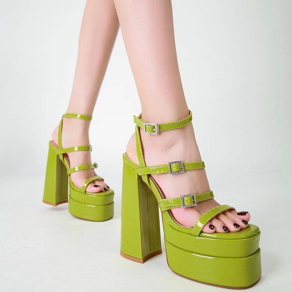 Summer New Square Headed Thick Heel Women's Shoes High Heel Show Sandals 