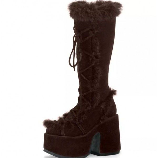 Winter New Women's Boots Thick Sole High Heel Wate...