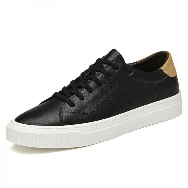 Spring New Board Shoes Men's Fashion Breathable Student Small White Toe Layer Cowhide Men's Small Leather Shoes 