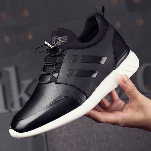 Men's shoes, spring and summer new outdoor sports and leisure shoes, Korean version with elevated height, men's single shoe leather shoes, men's 