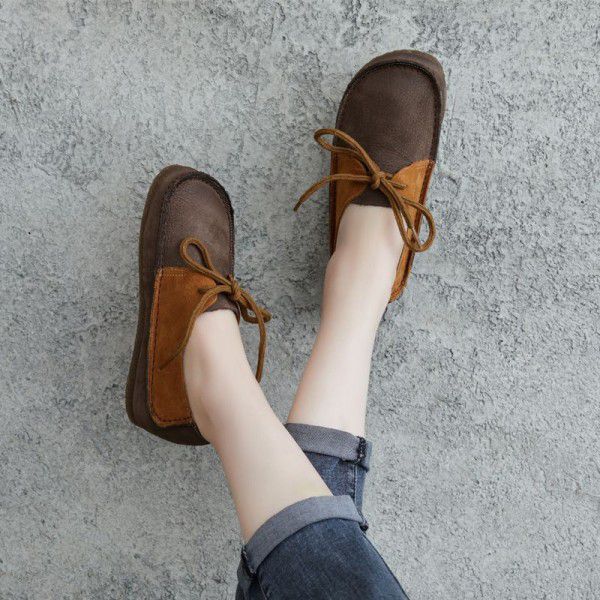 Spring New Style Handsome Casual Cowhide Round Hea...
