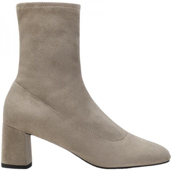 Short Boots New Short Boots Women's Autumn Winter Thick Heel Thick Sole Thin Short Medium Chelsea Boots 