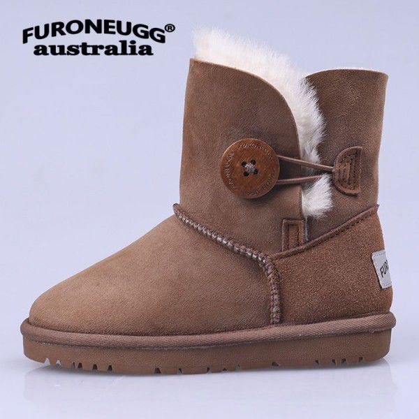 Autumn and Winter Parent-child Warm Children's Snow Boots Anti slip Cow Rib Sole Mid Sleeve Girls' Leather Boots Cotton Boots 
