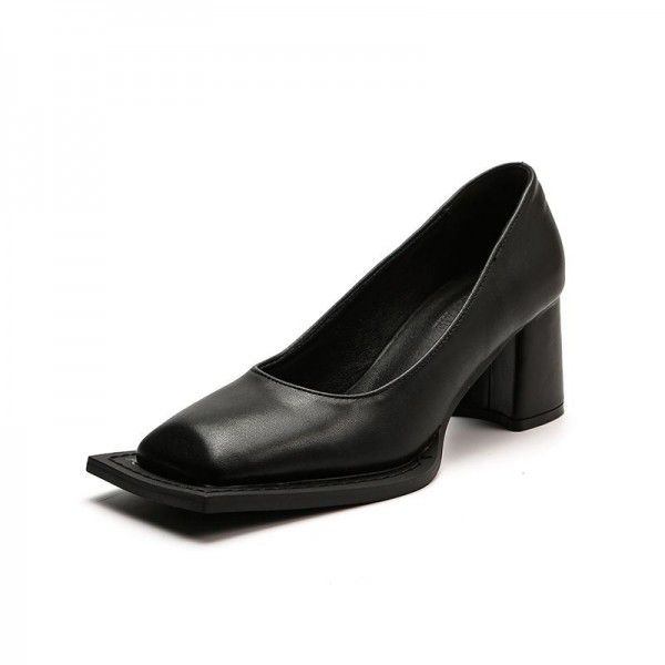 Mary Jane Single Shoes Women's New Autumn British Lun Shallow Heel Square Head Sail Sealing Thick Heel High Heels 