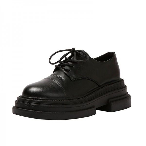 New round head jk small leather shoes for women's muffin thick soles Japanese college style single shoes 